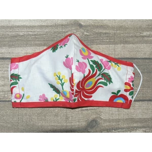 Textil mosható arcmaszk - matyó mintás piros szegéllyel