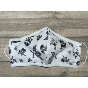 Textil mosható arcmaszk - fehér halálfejes