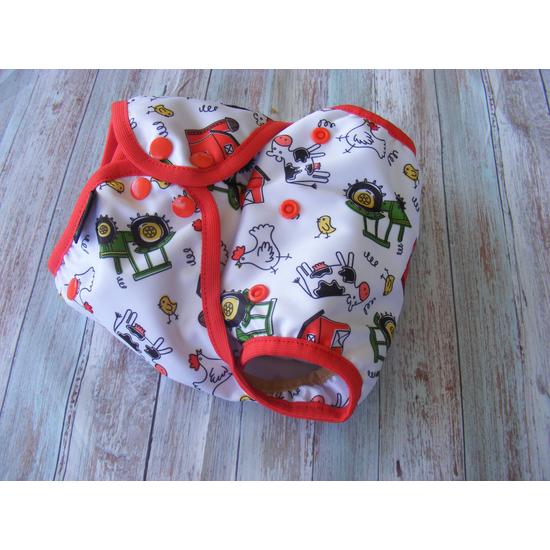 NORKA limitált, egyedi mintájú egyméretes PUL mosható pelenka külső (6-16 kg) - farmos patentos